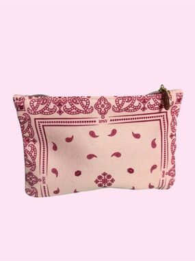 ipsy Pink Bandana-Print Canvas Cosmetic Pouch BRAND NEW